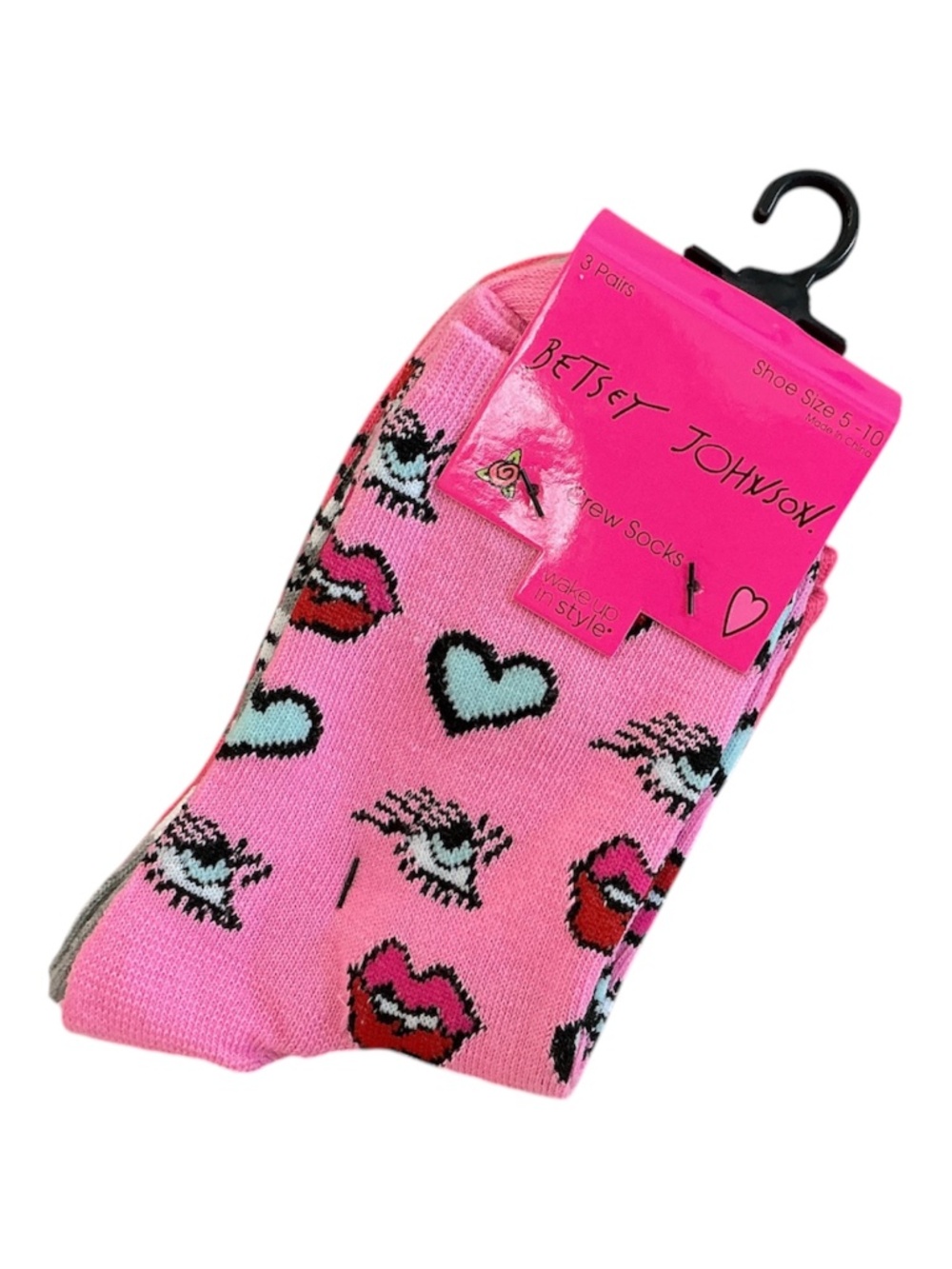 BETSEY JOHNSON Socks 3-Pack Crew NEW